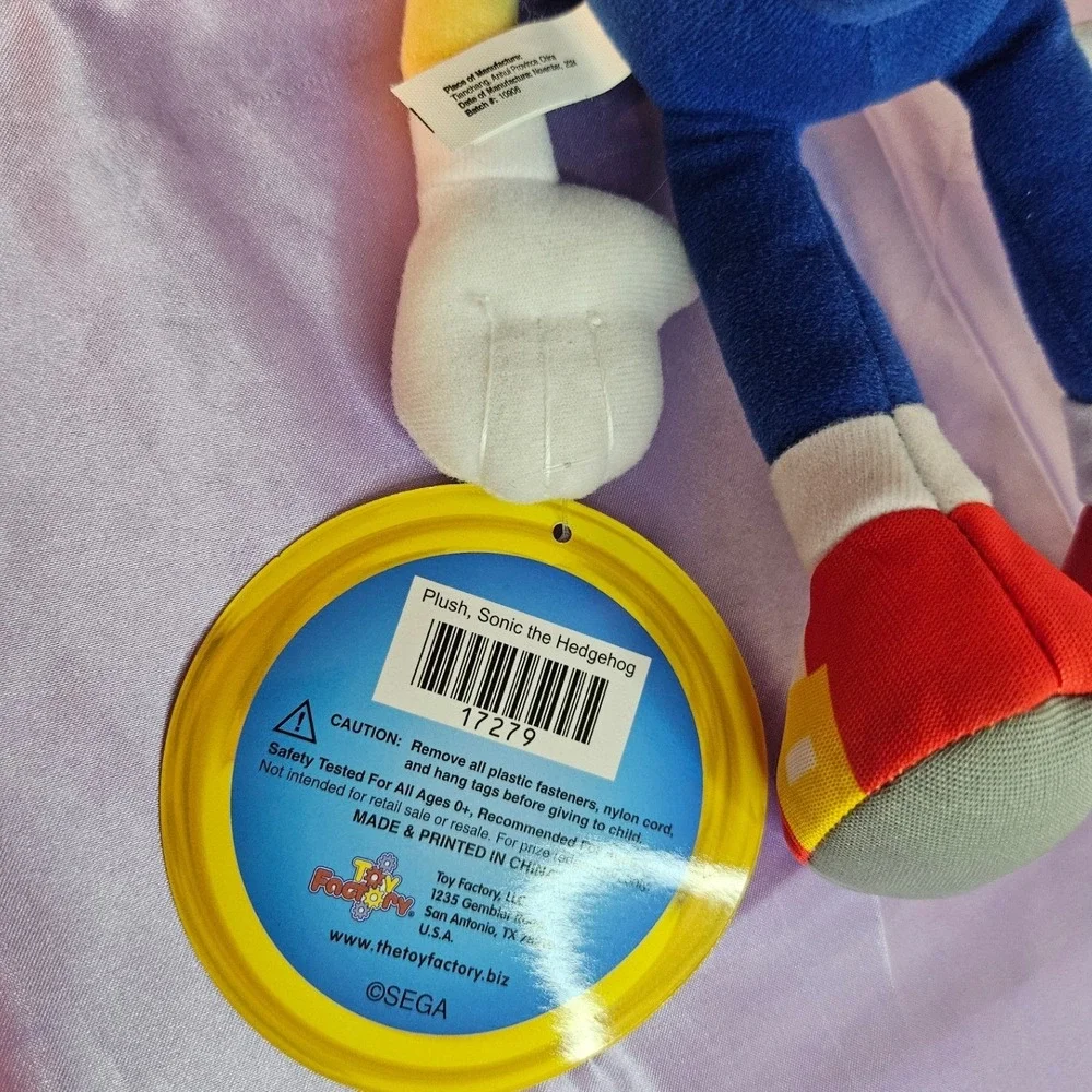 Toy Factory Sonic the Hedgehog Plush Stuffed Animal Sega Video Game Toy 17279
